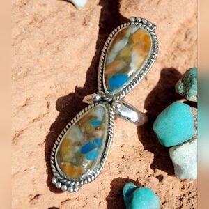 SPINY OYSTER TURQUOISE RING 925 STERLING SILVER SIZE 7